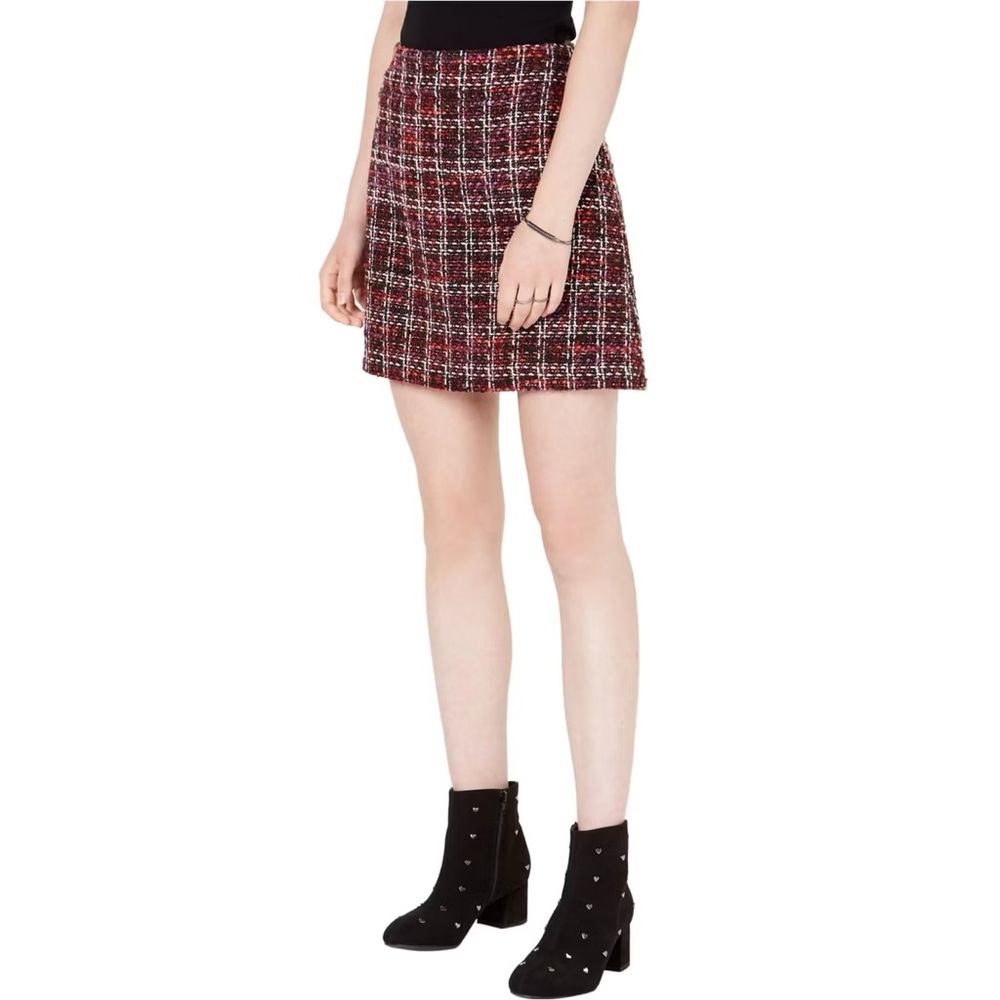 Maison Jules Tweed Mini Skirt, redblack - Picture 1 of 4